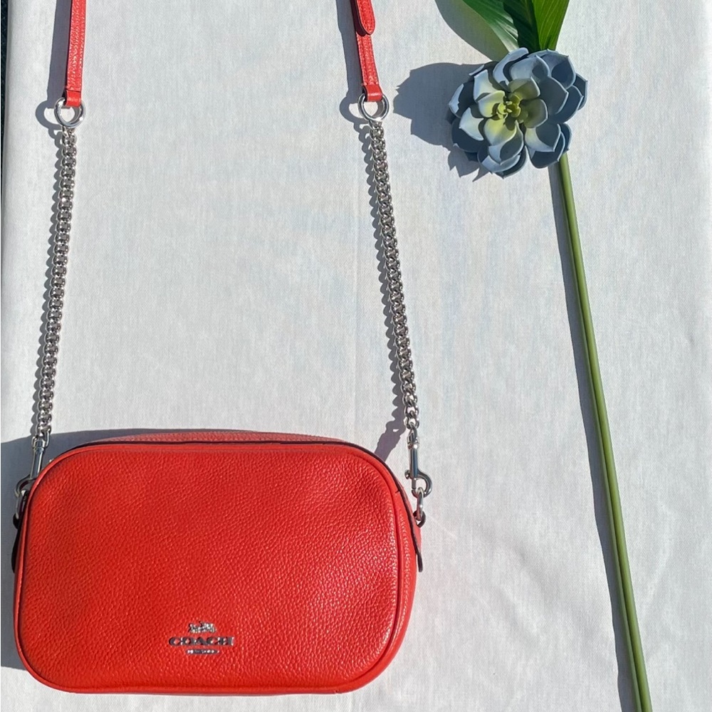 COACH Crossbody Bag Burnt Orange w/ Partial Adjustable Gold Chain Strap